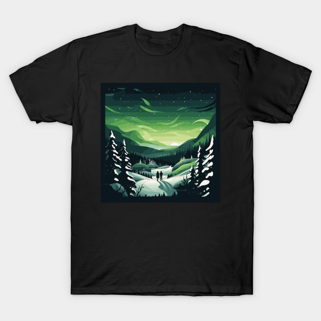 Aurora Dreams: Celestial Canvas Northern Lights Sweden T-Shirt by Kibo2020